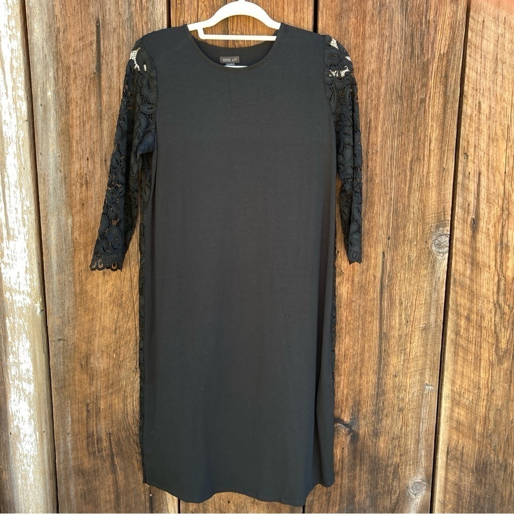 NWT J. Jill black knit floral lace dress size Small